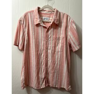 American Eagle XXL Men’s Beach/Paradise  Peach Striped Cotton Short Sleeve Shirt